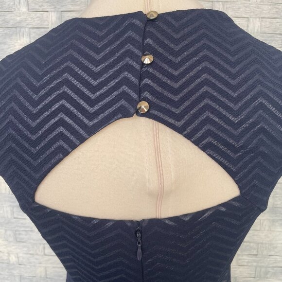 Guess‎ Navy Blue Chevron Cutout Sheath Dress Womens 0 Cocktail Party Evening - Picture 4 of 10
